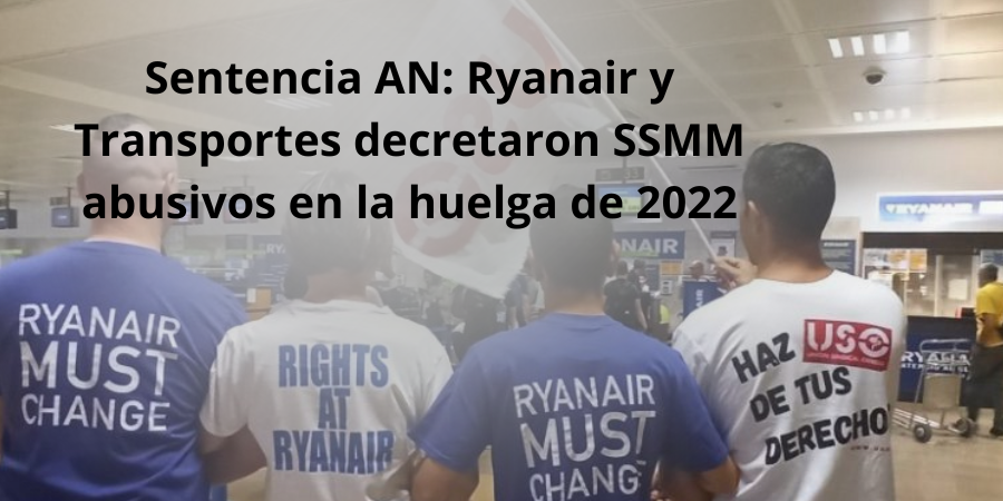 La AN da la razón a USO y condena a Transportes y a Ryanair por la huelga