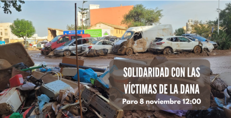 Paro el 8 de noviembre en los centros de trabajo en solidaridad con las víctimas de la DANA