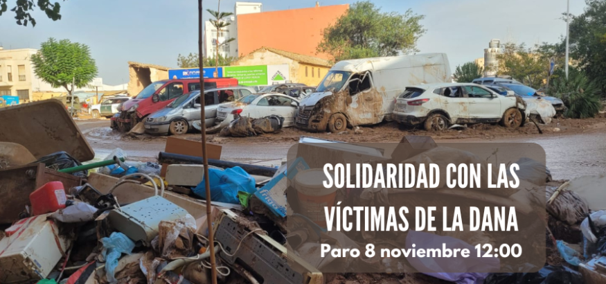 Paro el 8 de noviembre en los centros de trabajo en solidaridad con las víctimas de la DANA