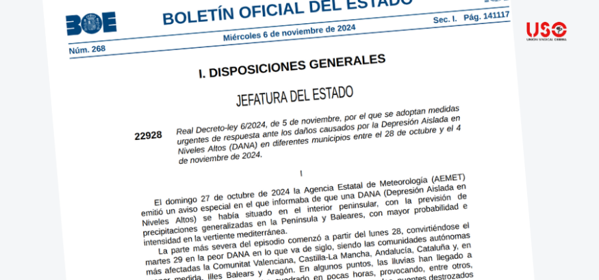 Real Decreto-Ley 6/2024: medidas urgentes ante los daños causados por la DANA