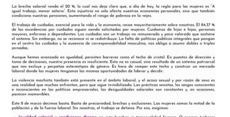 Manifiesto 8M. Vamos a cambiar las reglas